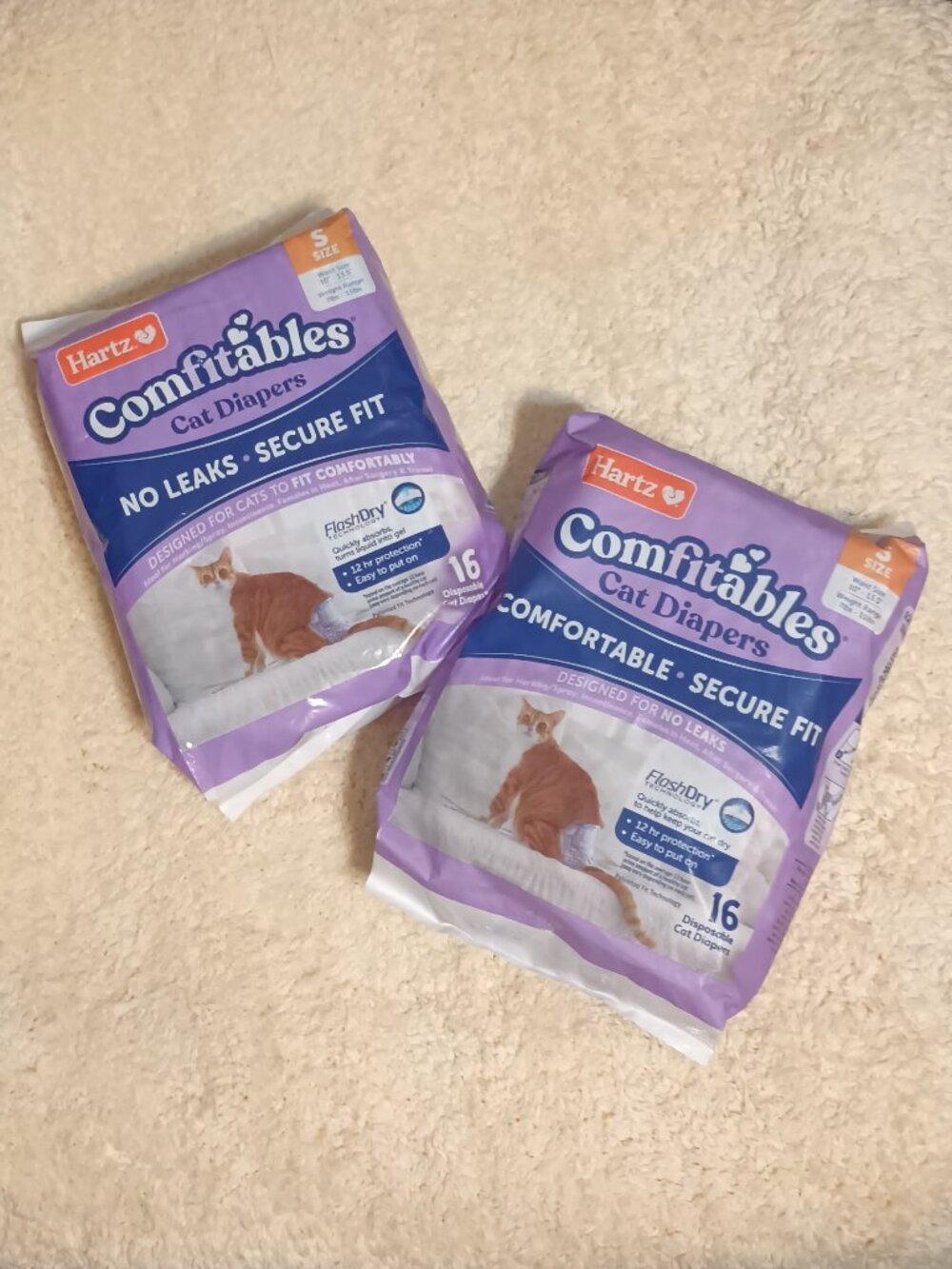 NWT ~ 2 Packages of Hartz Comfitables Cat Disposable Diapers, Size S, 7-11 lbs. - Picture 2 of 14
